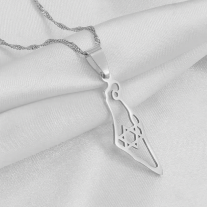 שרשרת ארץ ישראל עם מגן דוד בצירוף צ׳ארם התמונה המוצפנת